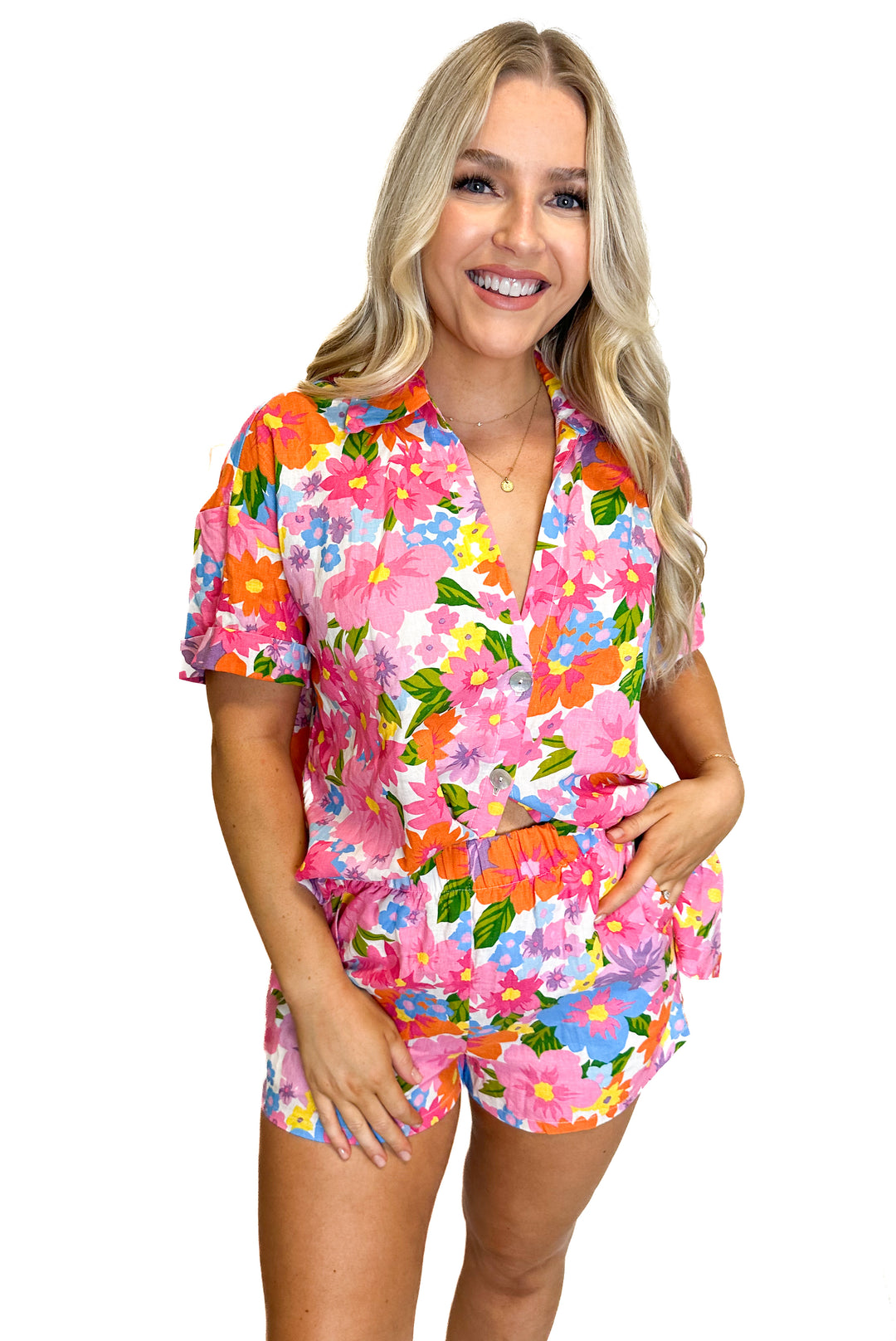 Show Me Your Mumu Barbie Floral Linen Set NWT (XS)