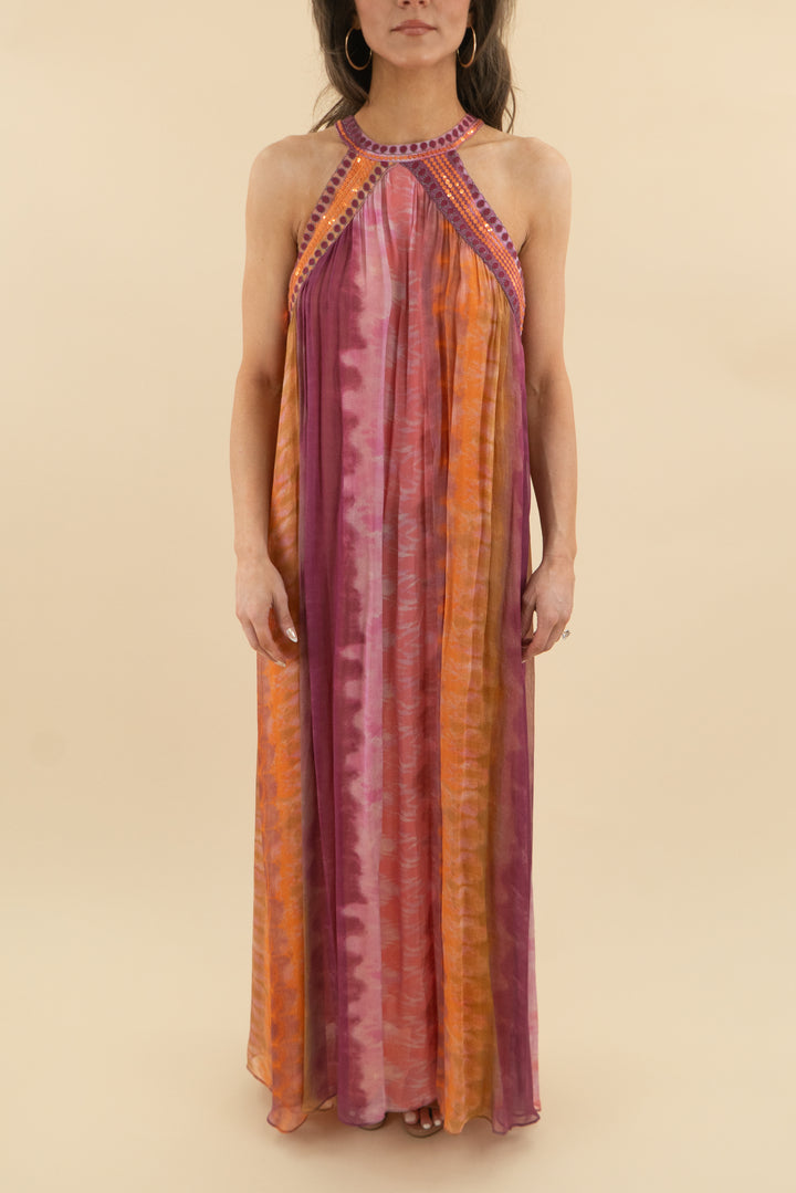 70. zara pink and orange tye dye maxi dress (m; retail $99)