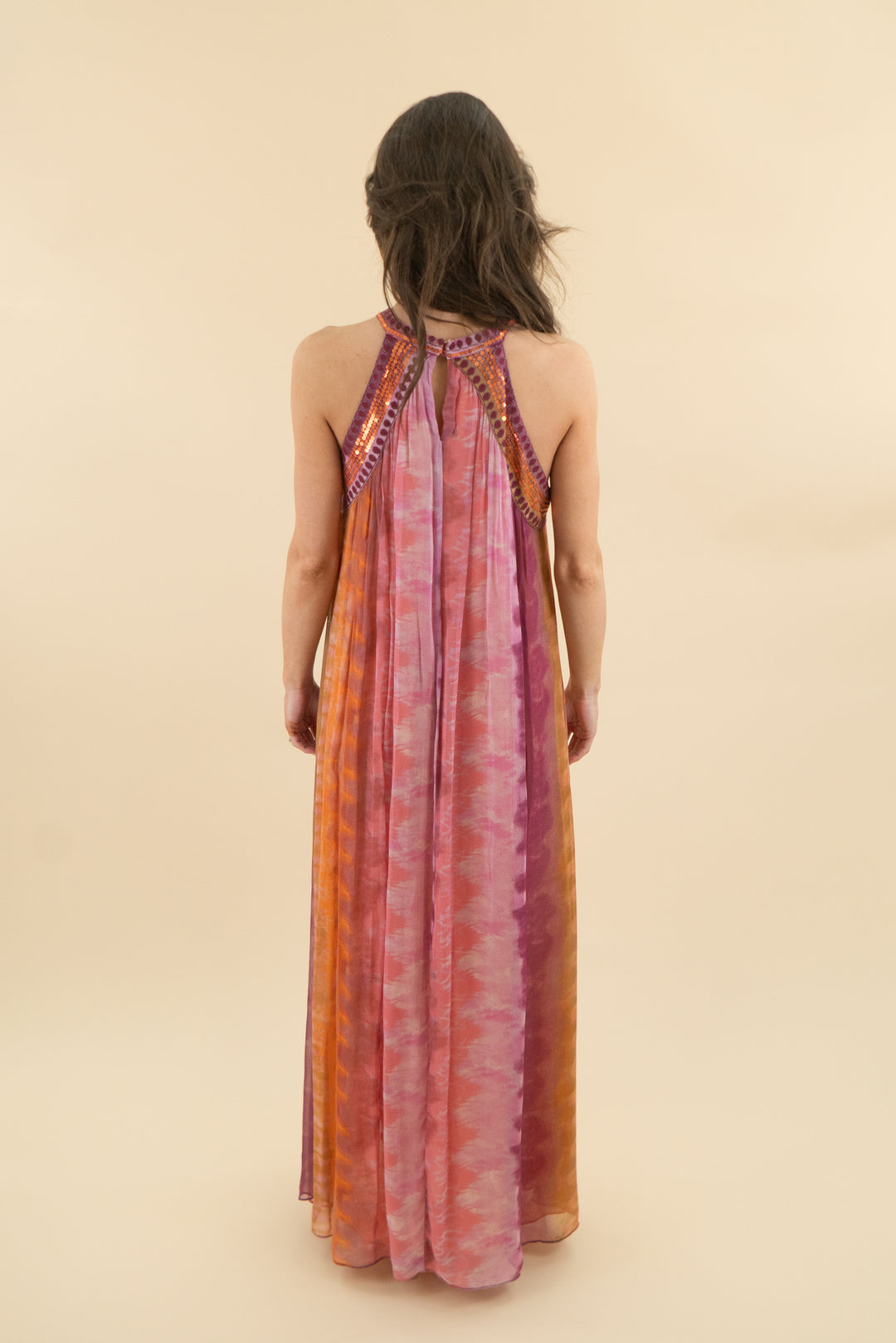 70. zara pink and orange tye dye maxi dress (m; retail $99)