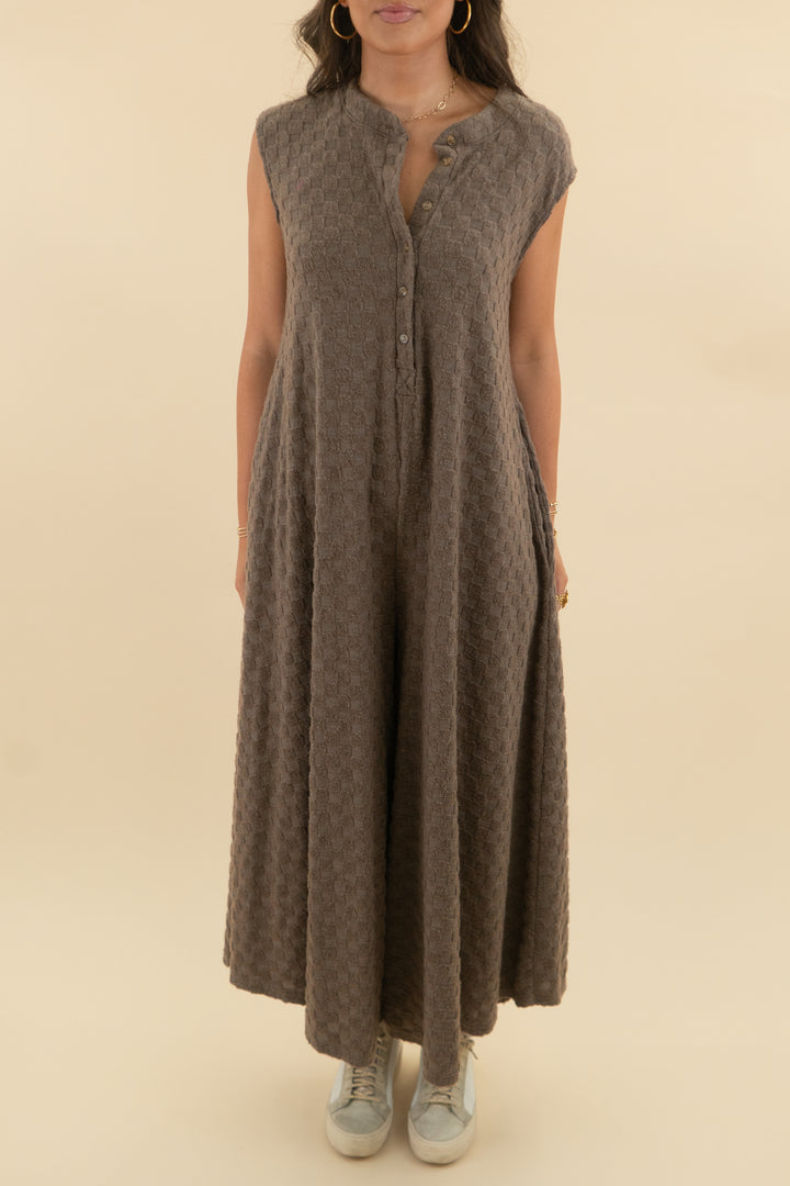 bucket list brown lounge jumpsuit (m; retail $68)