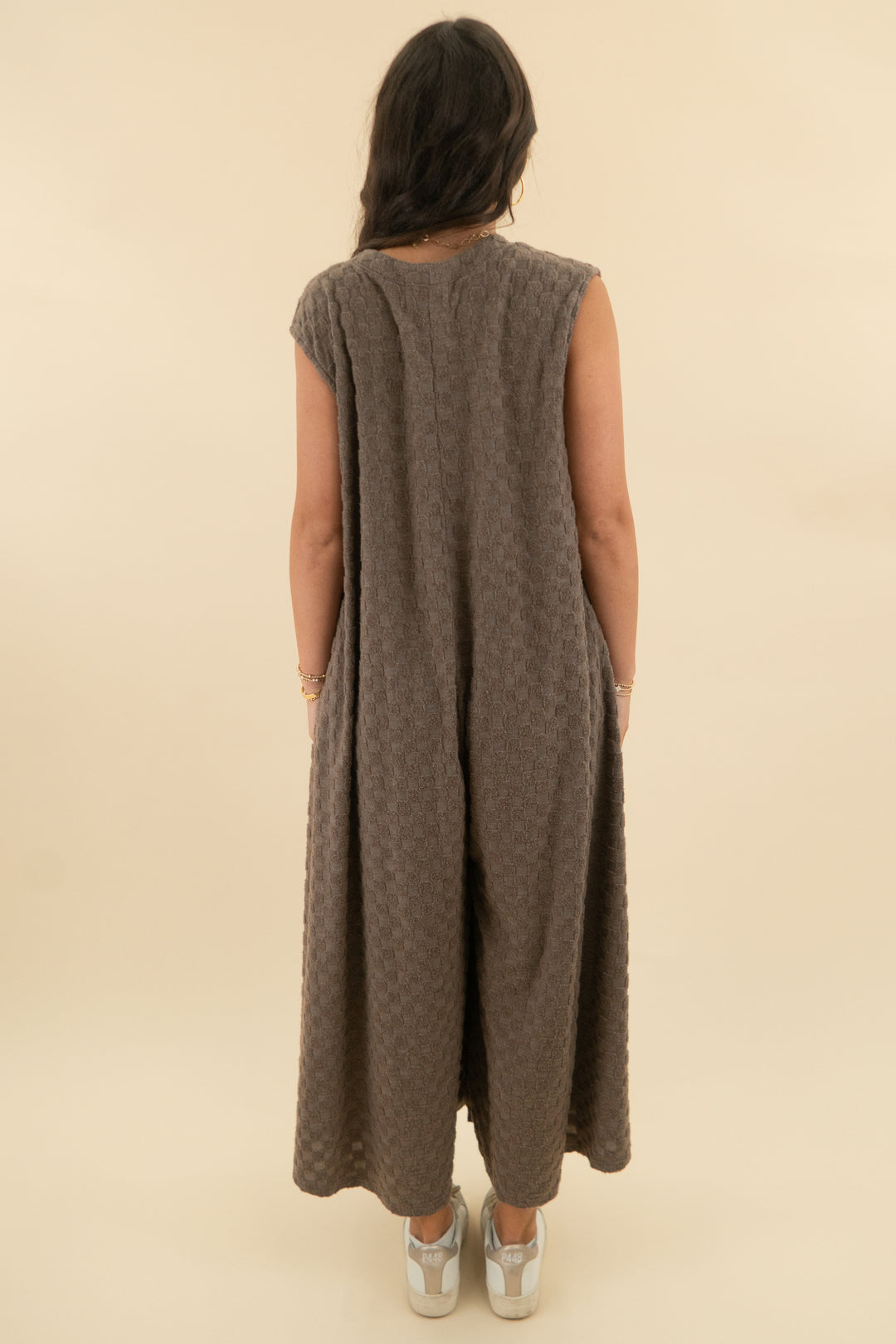 bucket list brown lounge jumpsuit (m; retail $68)