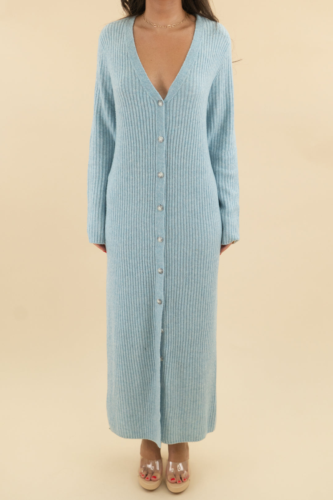 abercrombie & fitch light blue button up maxi dress (m; retail $130)