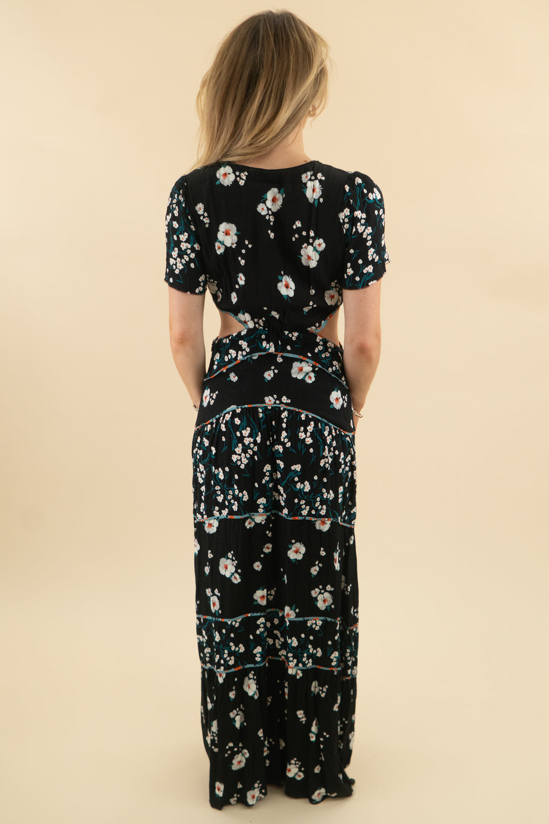 ba&sh black floral short sleeve maxi dress (1; retail $360)
