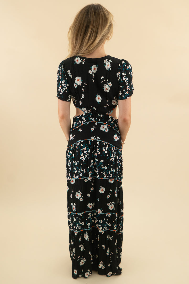 ba&sh black floral short sleeve maxi dress (1; retail $360)