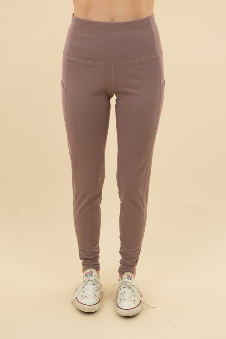 the gym people brown purple leggings nwt (m; retail $25)