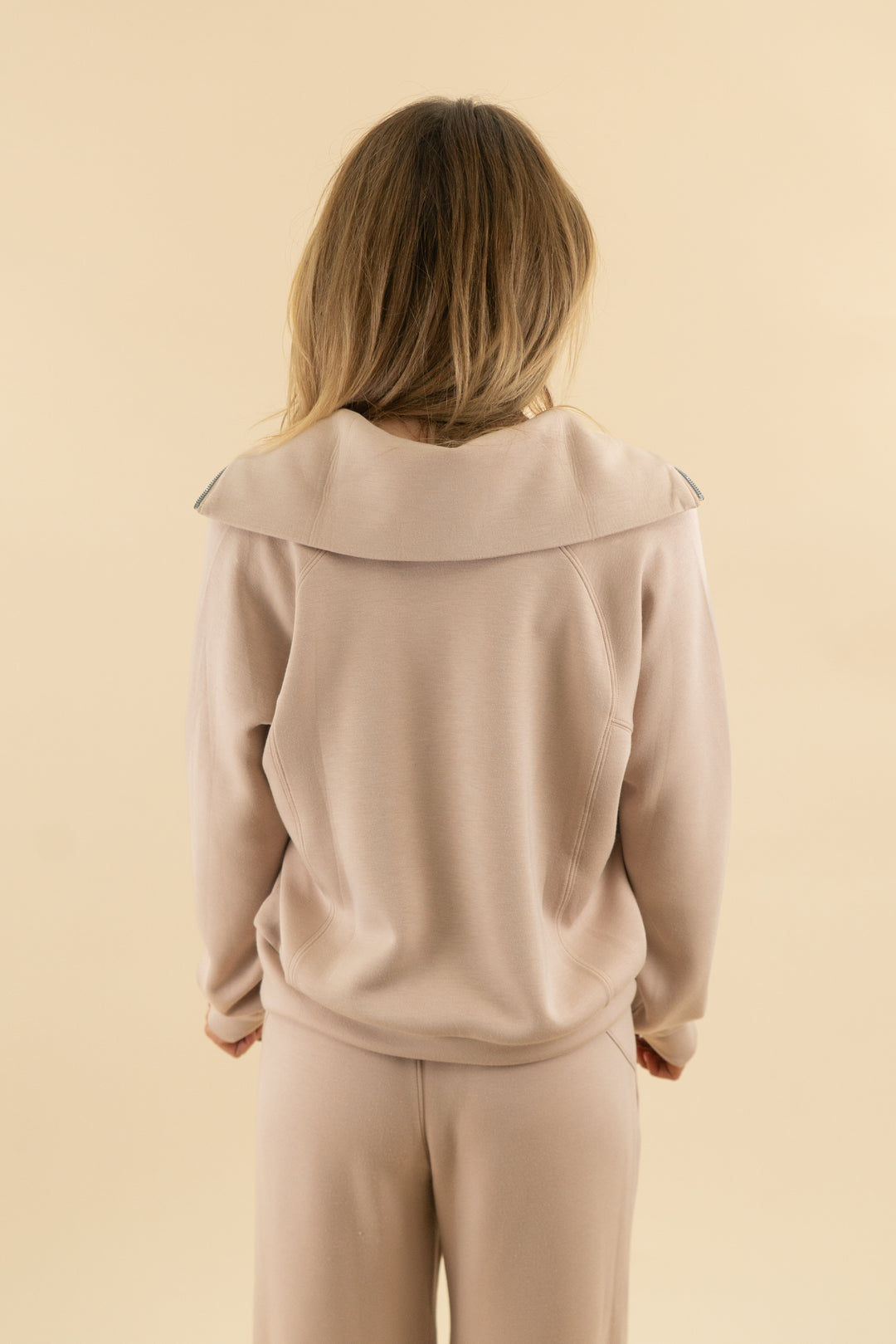 spanx tan quarter zip lounge set (s; retail $246)