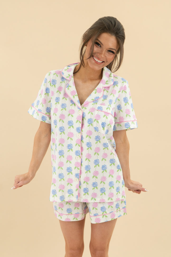 bedhead pjs pink blue hydrangea pj set nwt (s; retail $98)