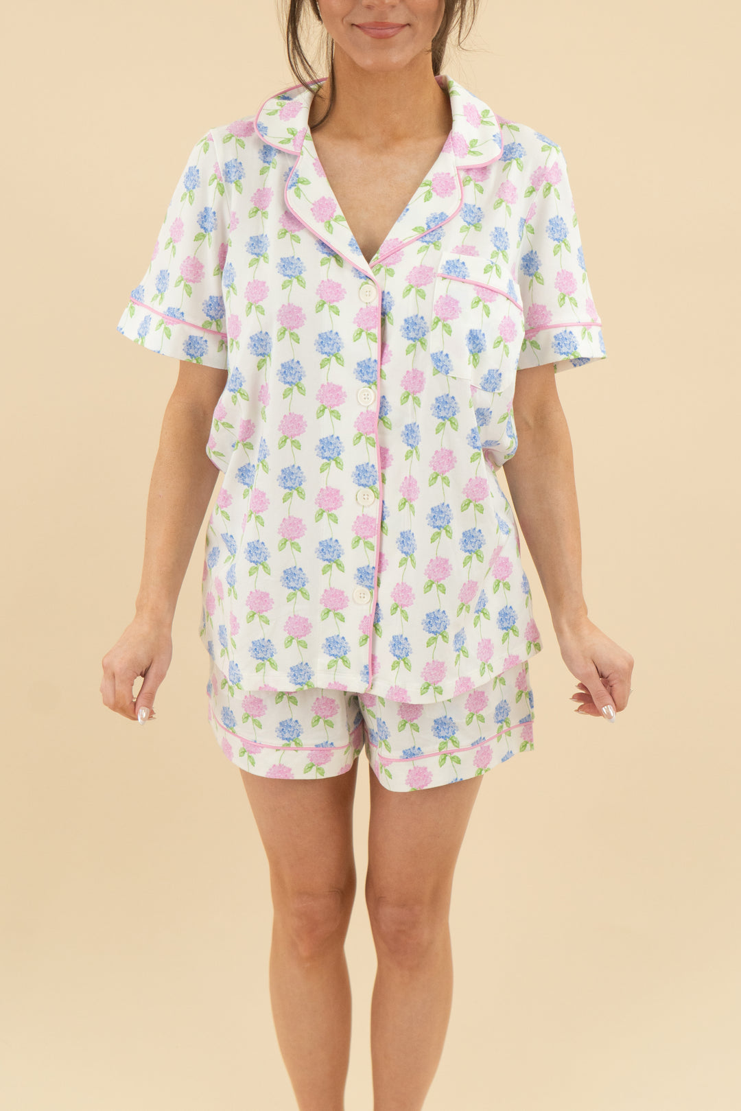 bedhead pjs pink blue hydrangea pj set nwt (s; retail $98)