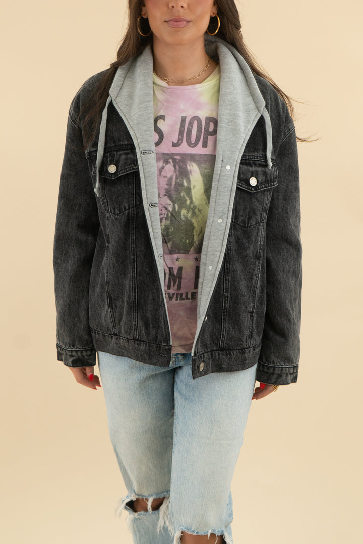 Detre black denim jacket (m; retail $120)