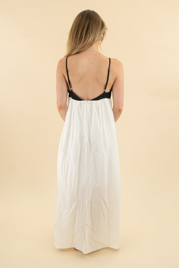 11. black/white sleeveless maxi dress (m; retail $40)