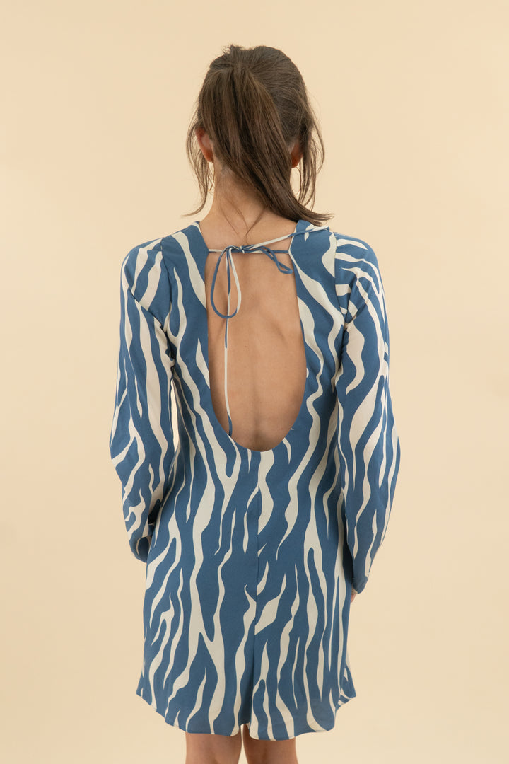 17. abercrombie & fitch blue white zebra long sleeve mini dress (s; retail $90)