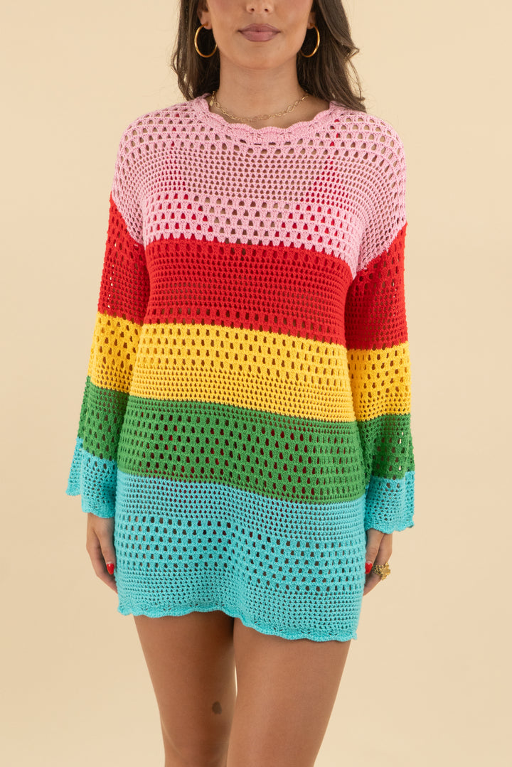 16. rainbow crochet mini dress (S; retail $45)