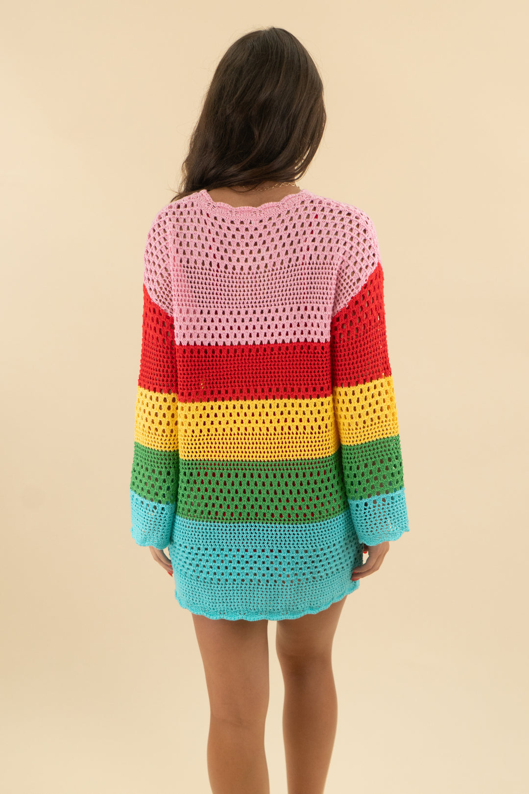16. rainbow crochet mini dress (S; retail $45)