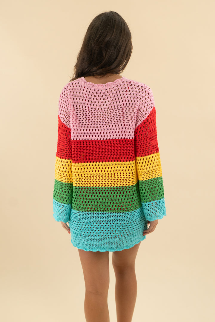 16. rainbow crochet mini dress (S; retail $45)