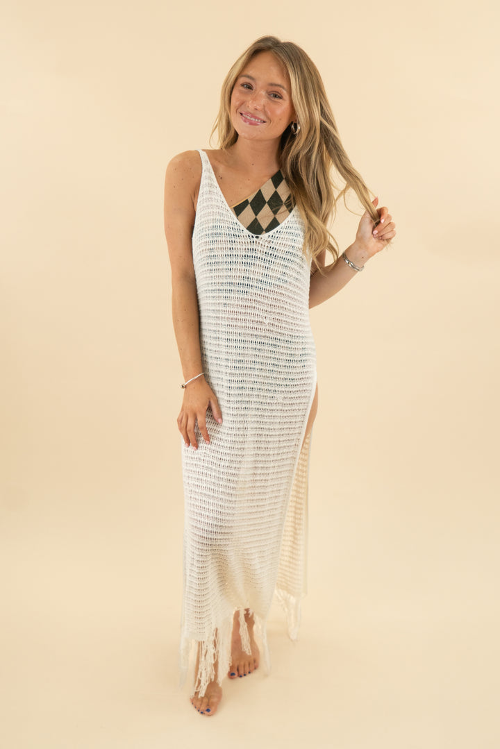 fore white knit dress cover up (s; retail $56)