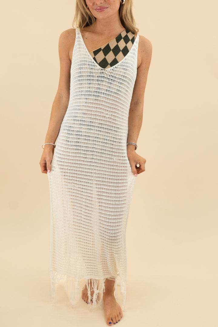 fore white knit dress cover up (s; retail $56)