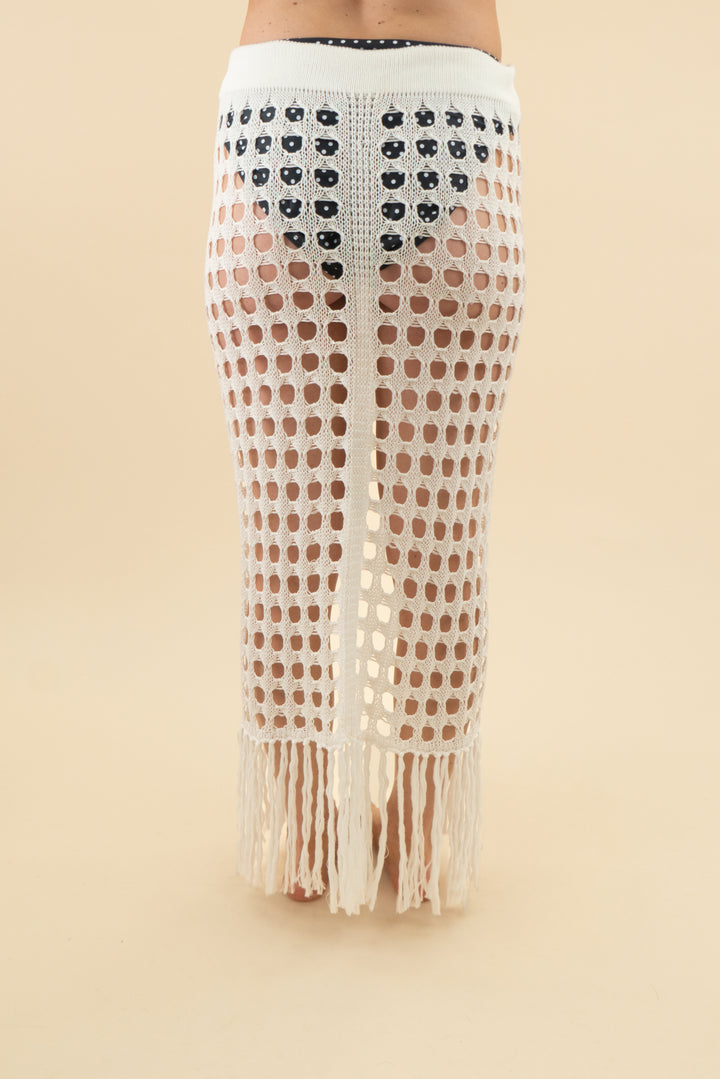 white knit skirt coverup (s)