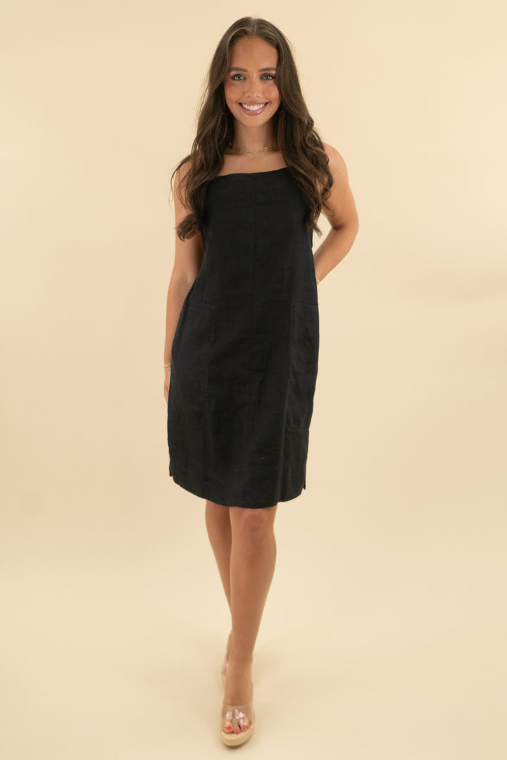 everlane black linen mini dress (s; retail $150)
