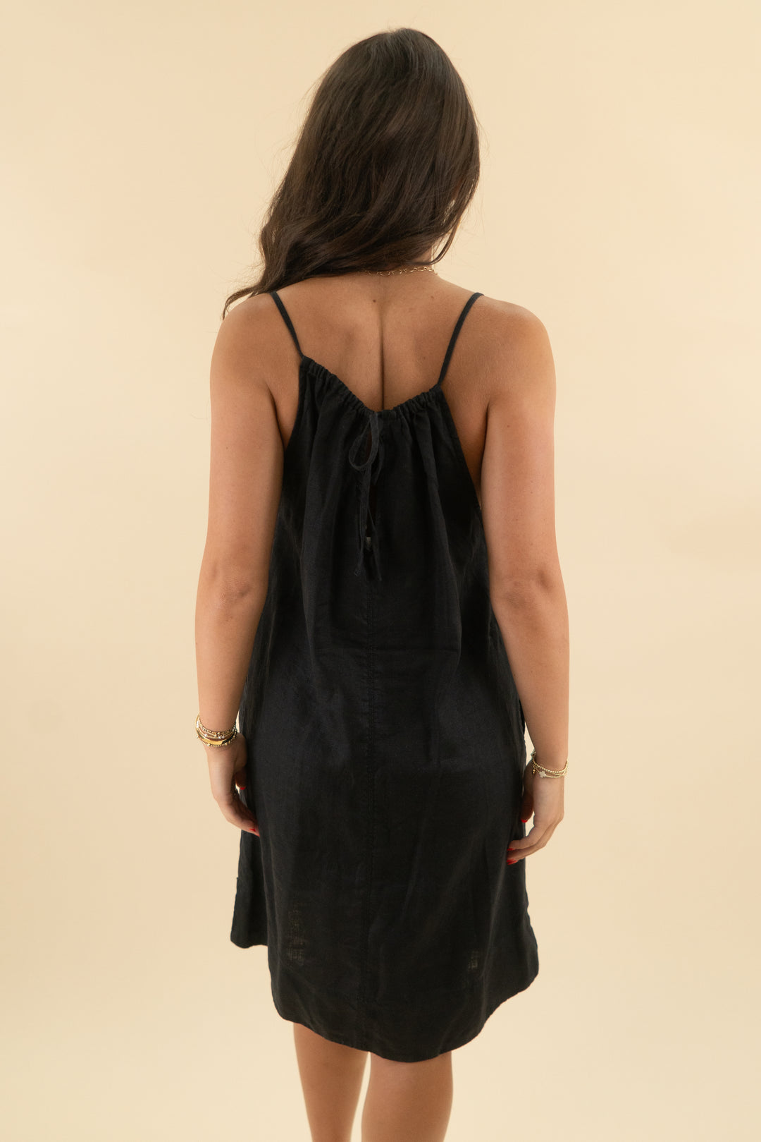 everlane black linen mini dress (s; retail $150)