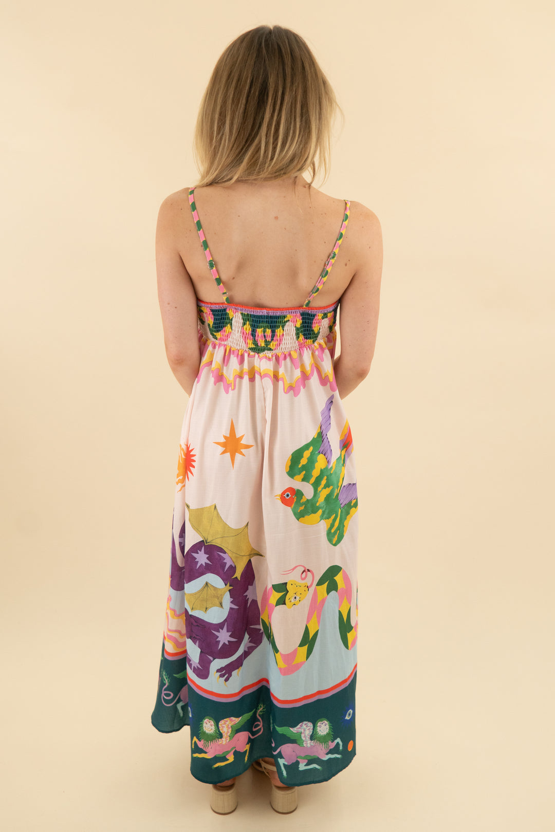colorful artsy print maxi dress (s/m; retail $79)