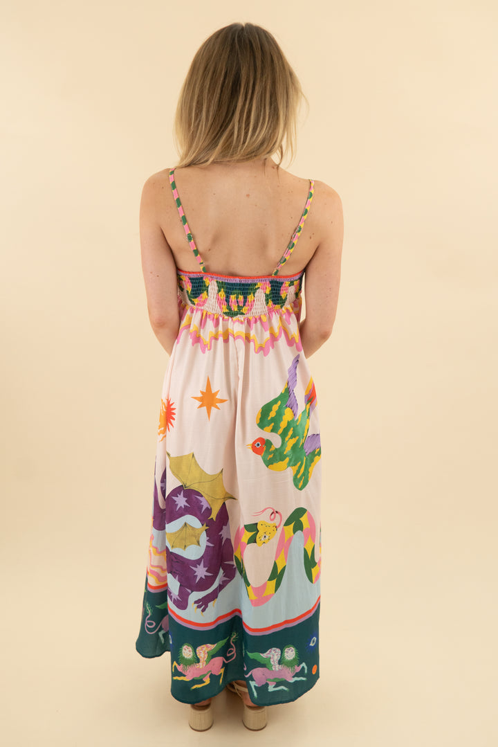 colorful artsy print maxi dress (s/m; retail $79)