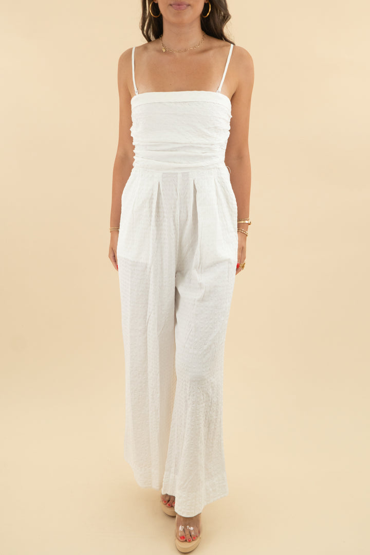 splendid white textured sleeveless jumpsuit nwt (s; retail $228)
