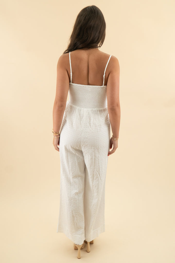 splendid white textured sleeveless jumpsuit nwt (s; retail $228)