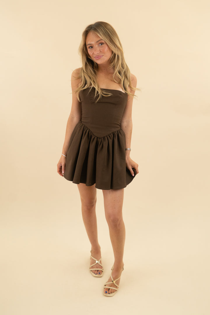 Showpo Helda Mini Dress in Chocolate nwt (2)