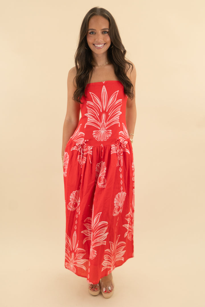 beyond red floral sleeveless midi dress nwt (s; retail $99)