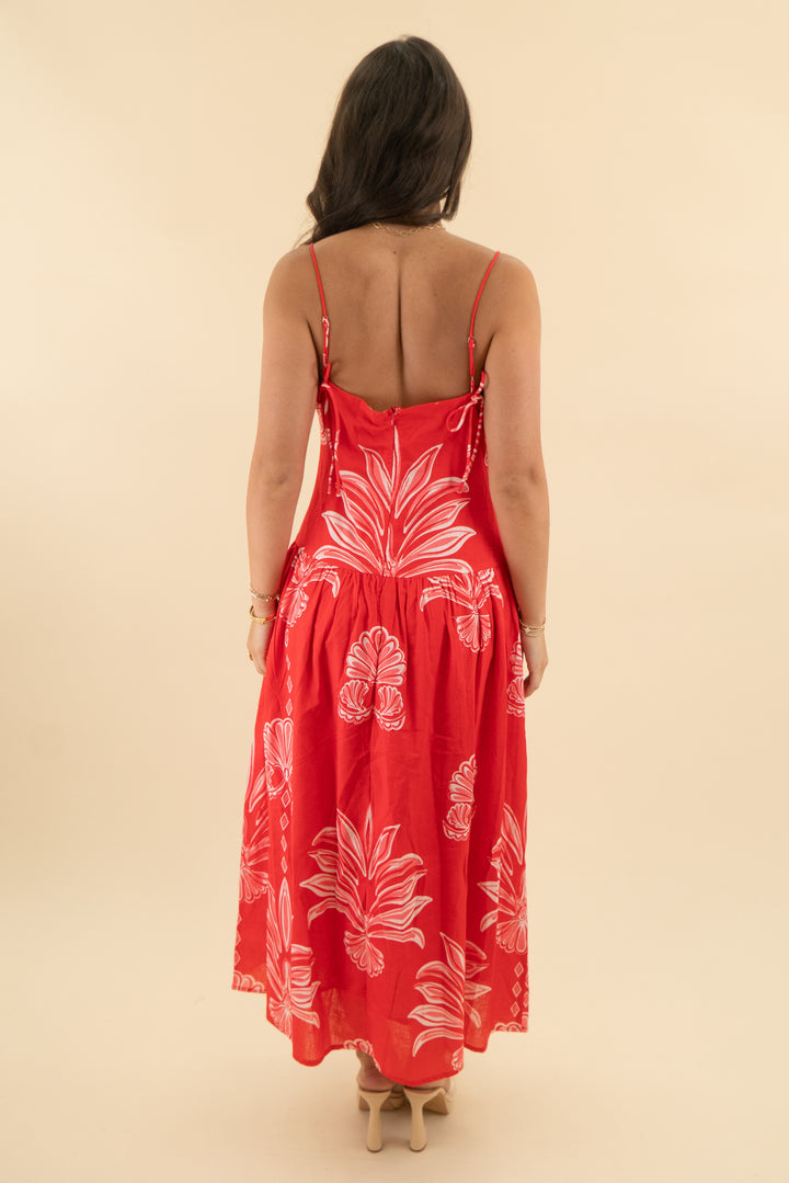 beyond red floral sleeveless midi dress nwt (s; retail $99)