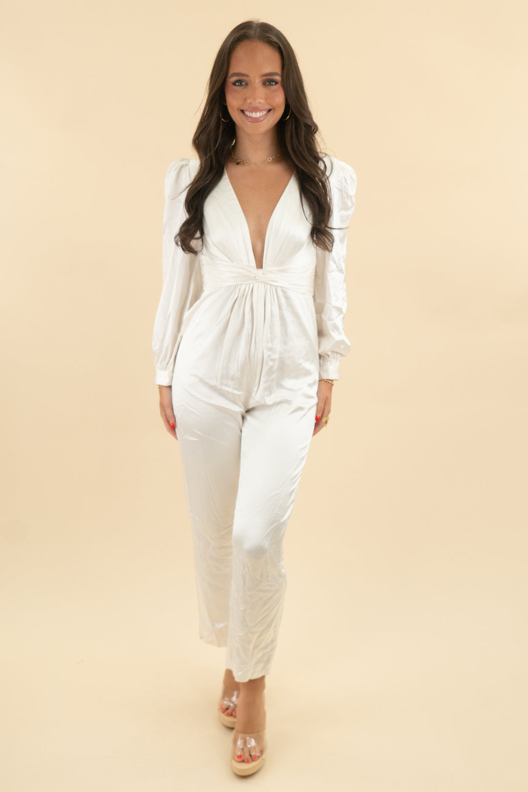 ieena for mac duggal white jumpsuit (US 6; retail $358)