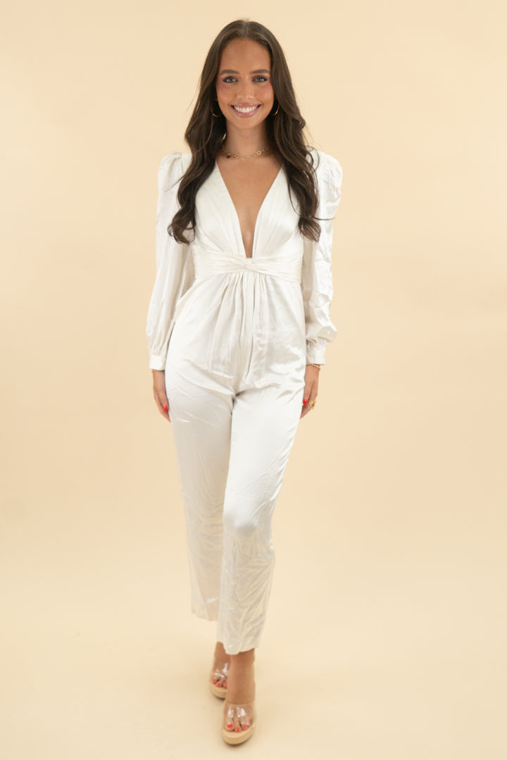 ieena for mac duggal white jumpsuit (US 6; retail $358)