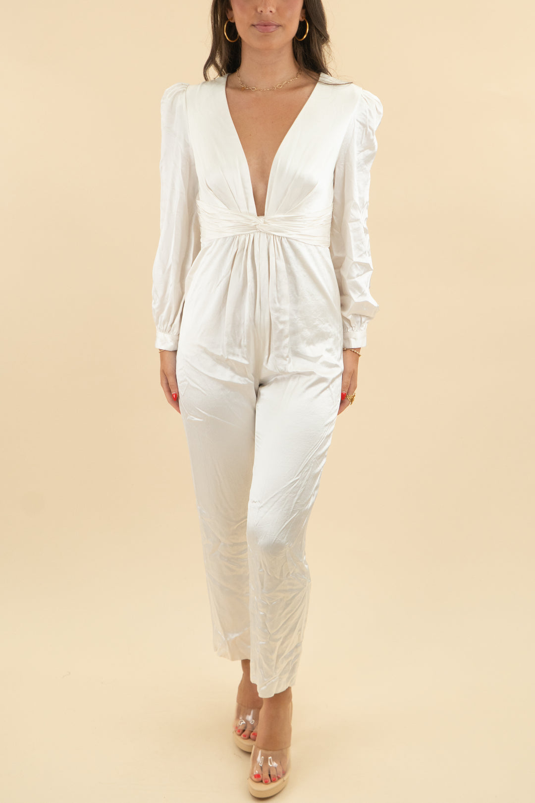 ieena for mac duggal white jumpsuit (US 6; retail $358)