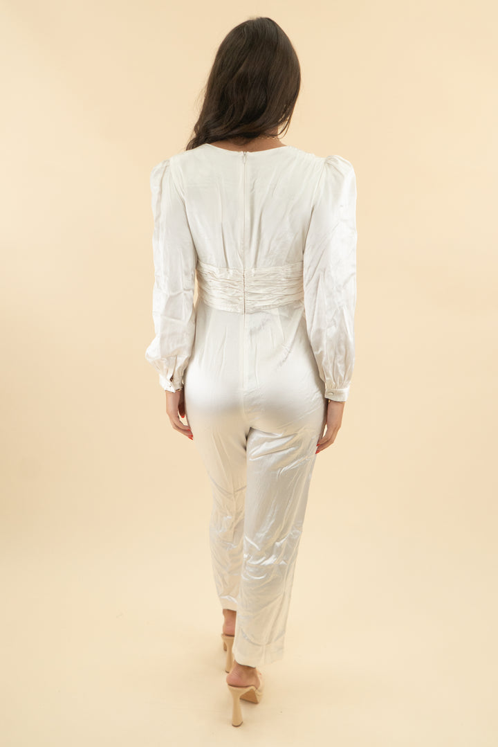 ieena for mac duggal white jumpsuit (US 6; retail $358)