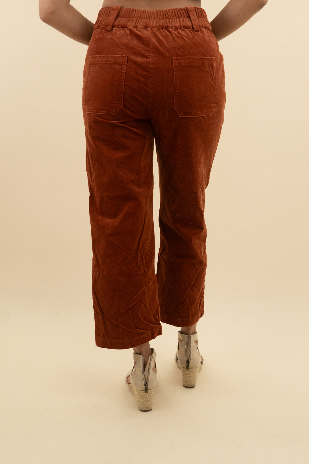 skies are burnt orange cordouroy wide leg pant (m; retail $40)