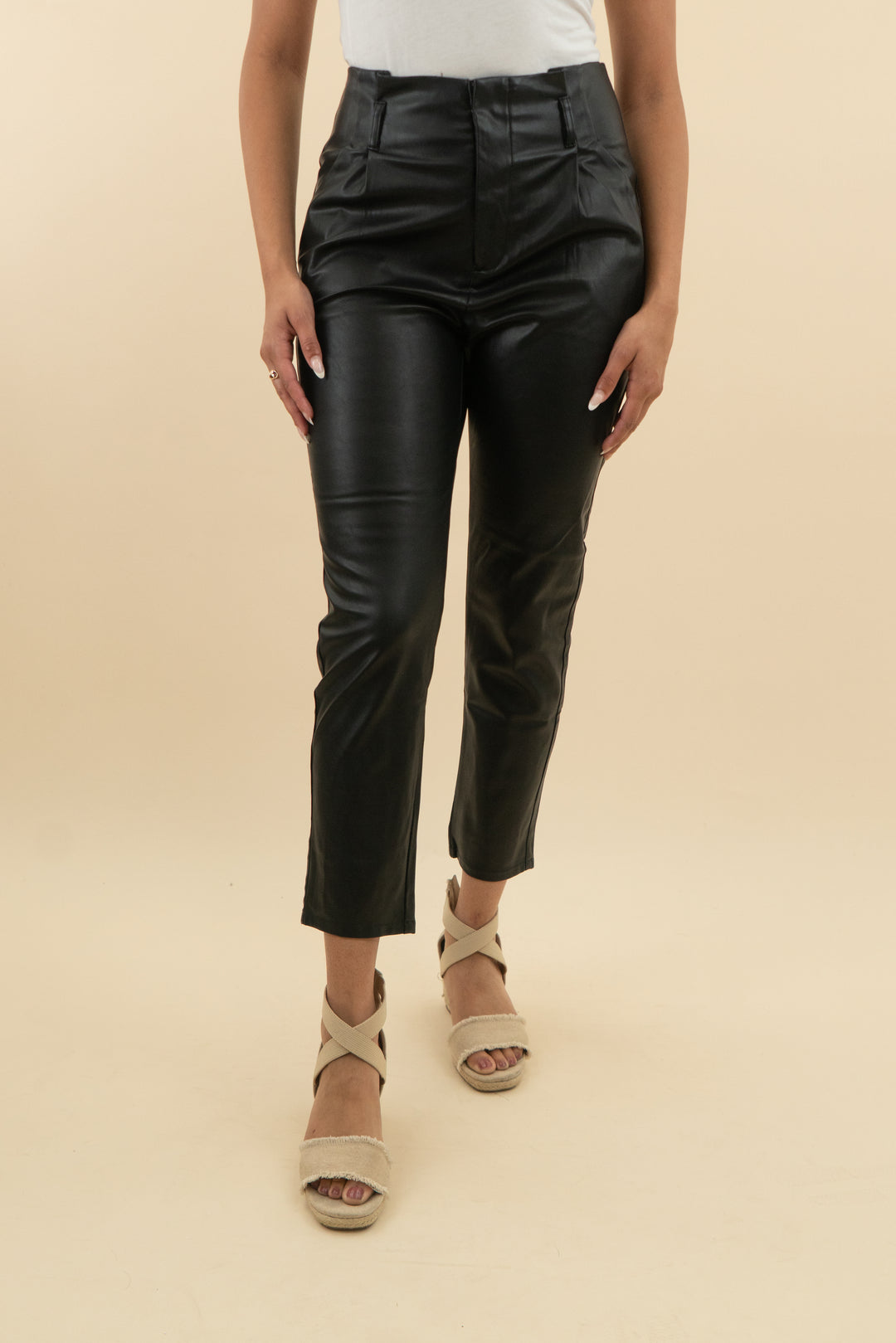 bisouxx black vegan leather pant (m; retail $100)