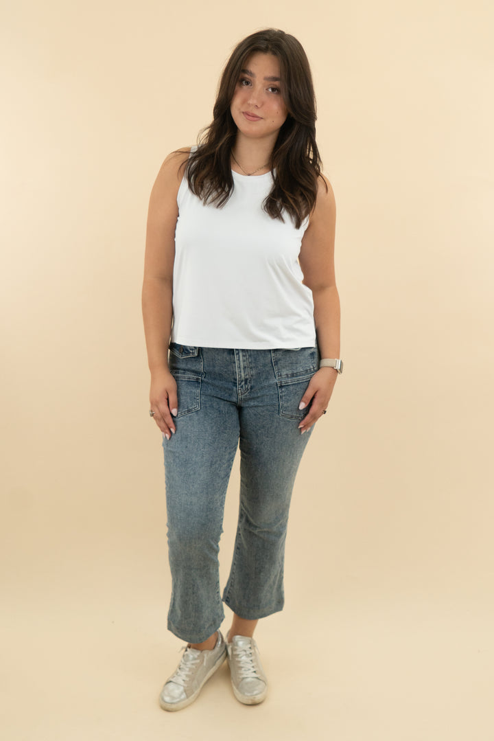 kut medium wash high rise flare (12: retail $109)