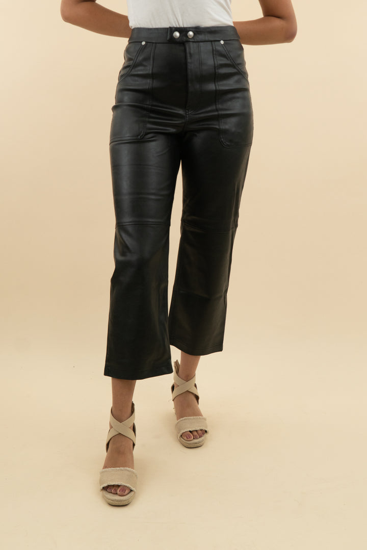 blank nyc the baxter black vegan leather wide leg pant (m; retail $128)