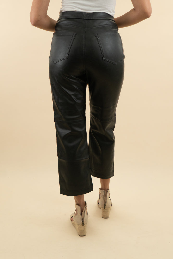 blank nyc the baxter black vegan leather wide leg pant (m; retail $128)