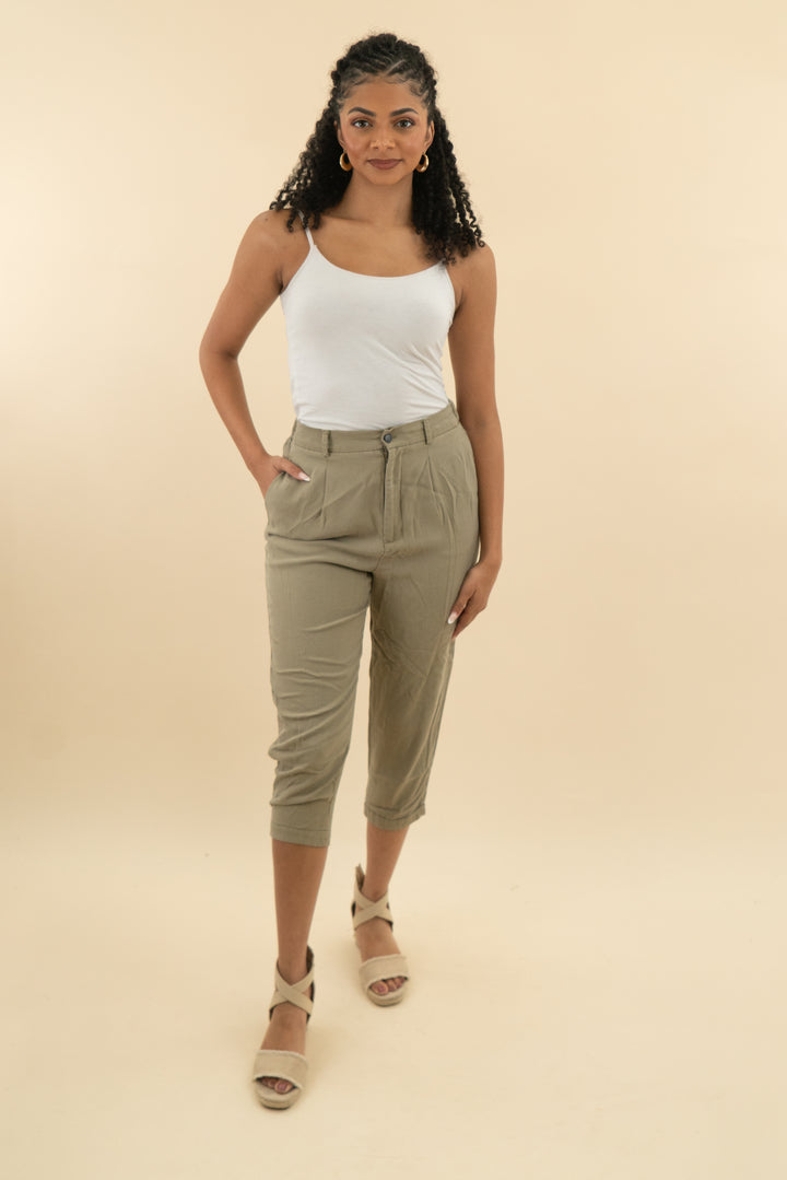 zara khaki green trousers (m; retail $69.90)