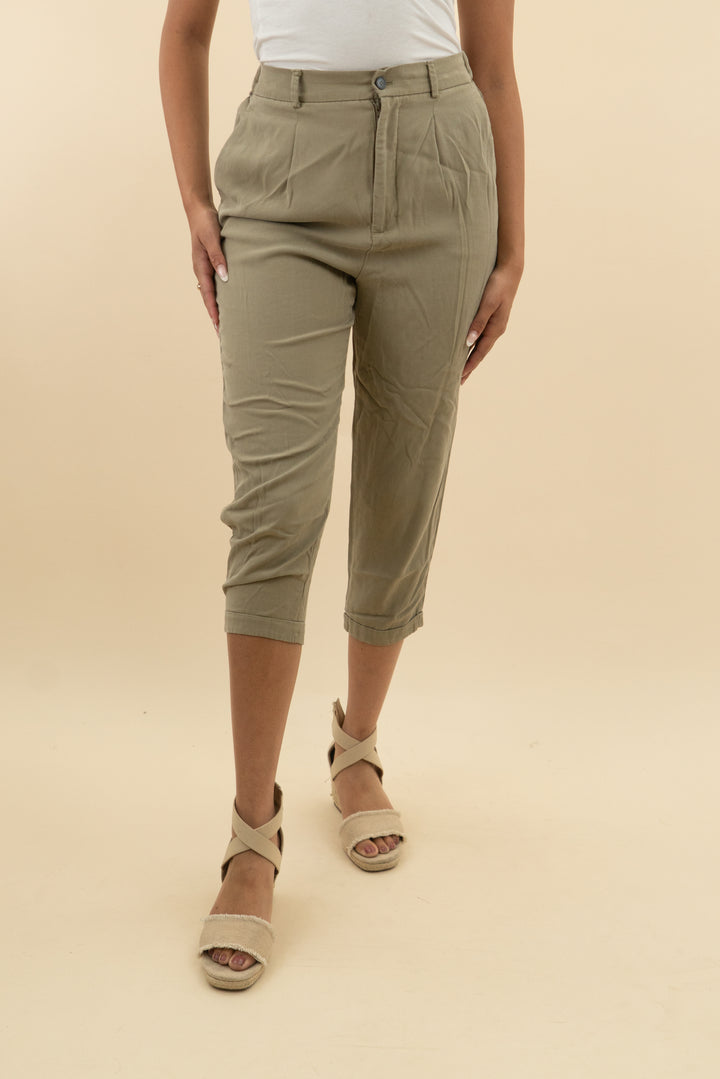 zara khaki green trousers (m; retail $69.90)