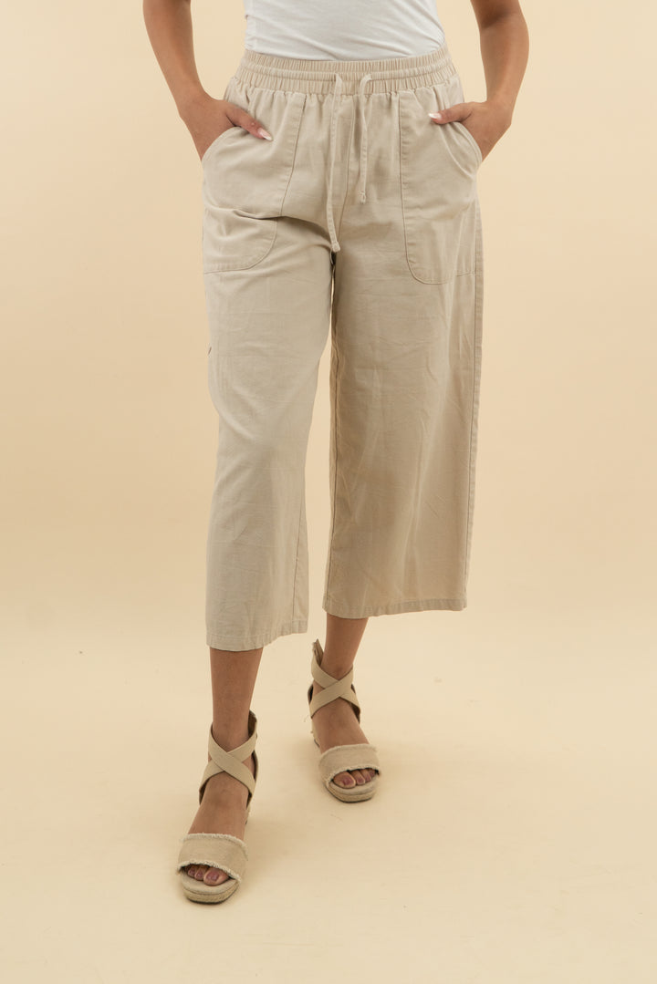 zeagoo light beige linen blend drawstring pants (m; retail $24)