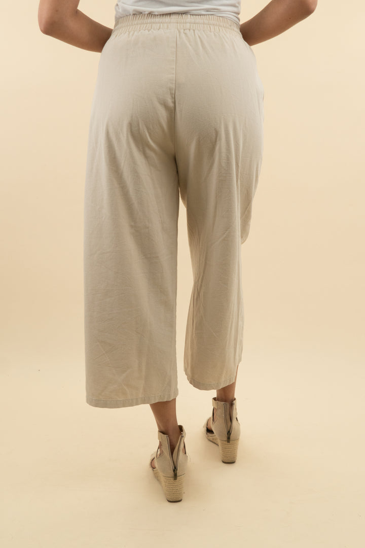 zeagoo light beige linen blend drawstring pants (m; retail $24)