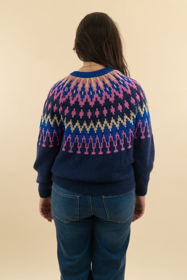 boden blue and pink sparkly knit sweater nwt (l; retail $130)