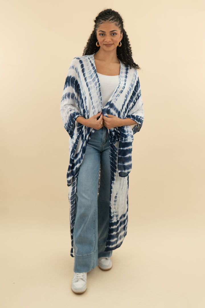 love stitch blue tie dye kimono top (os; retail $64)