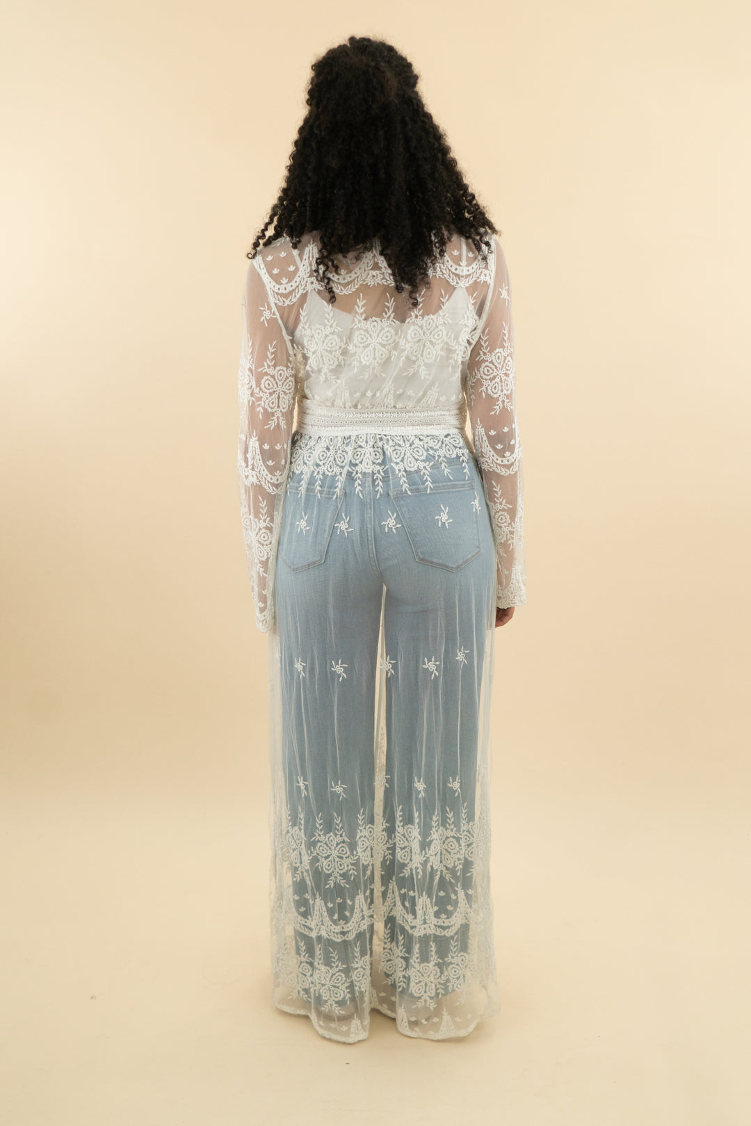 mustard seed white lace kimono cover up nwt (l; retail $78)