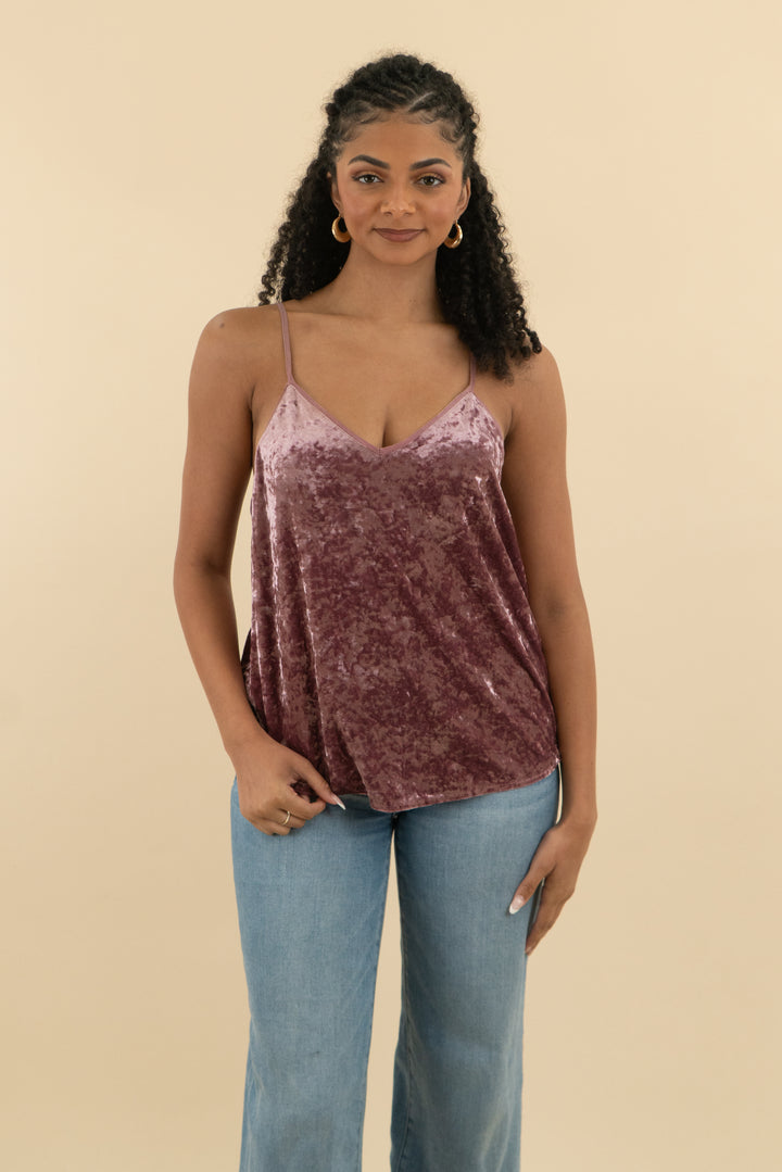dance & marvel mauve velvet tank (l; retail $45)