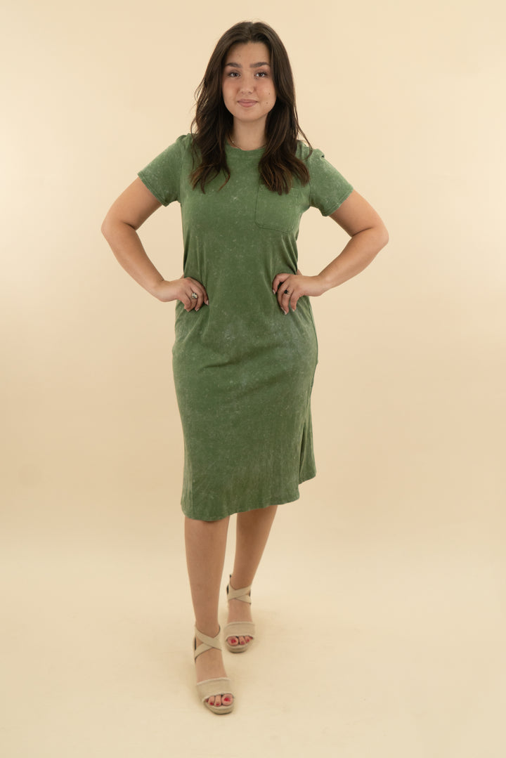 time and tru olive green t shirt maxi dress (l; retail $25)