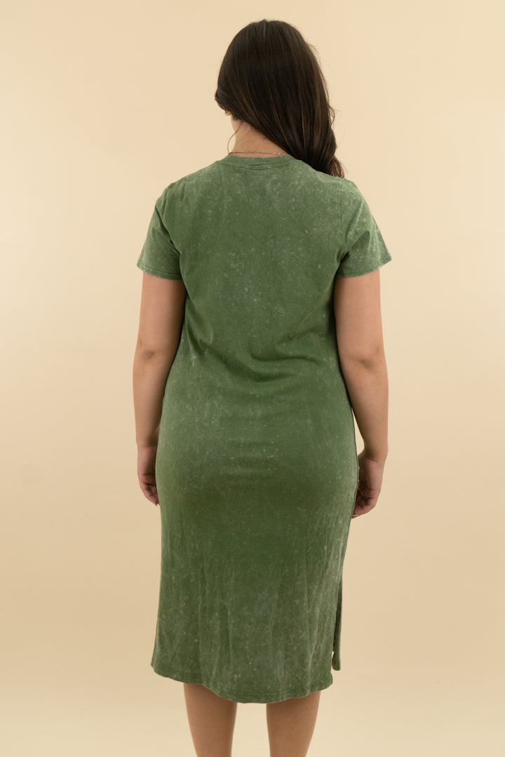 time and tru olive green t shirt maxi dress (l; retail $25)