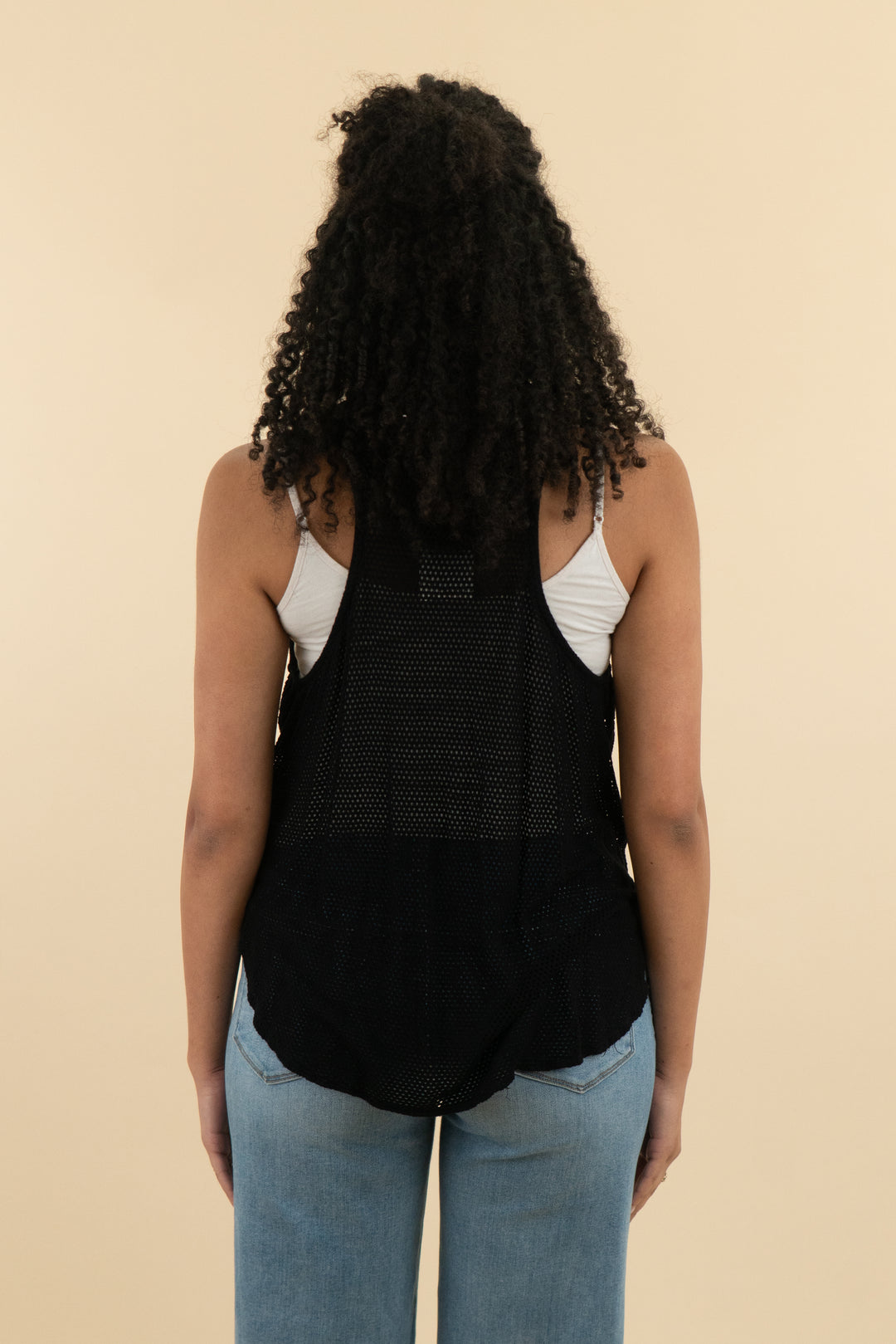 splits59 black mesh knit activewear tank top (l; retail $78)